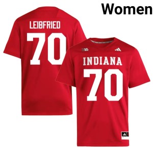 #70 Crimson College Football Embroidery Women's Indiana Austin Leibfried Jersey 304295-625