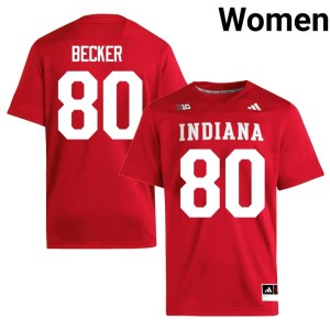 #80 College Football Charlie Becker Limited Crimson Womens IU Jersey 484072-889