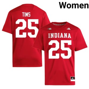 #25 Women Crimson D'Montae Tims College Football Indiana University Game Jersey 129749-187