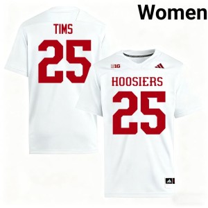 #25 College Football D'Montae Tims Womens Indiana Hoosiers White Embroidery Jerseys 973728-389