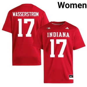 #17 Official Indiana College Football Jackson Wasserstrom Womens Crimson Jerseys 223505-604