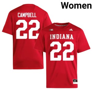 #22 University Indiana College Football Women's Jayreon Campbell Crimson Jersey 758706-829