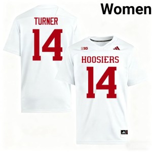 #14 White Embroidery College Football Kaiden Turner The Hoosier State Women's Jerseys 835775-431