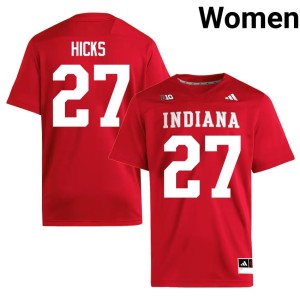#27 Womens Alumni IU Hoosiers Crimson College Football Kasmir Hicks Jersey 147470-105