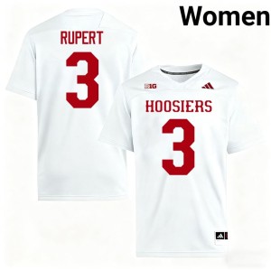#3 Replica Womens White Hoosiers College Football Kortez Rupert Jerseys 331771-424