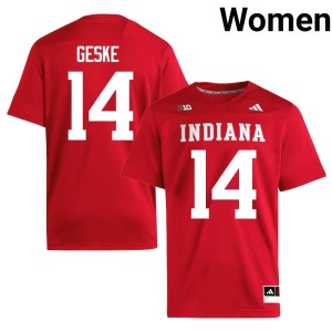 #14 Maverick Geske Crimson IU Hoosiers College Football Womens Limited Jersey 693390-687