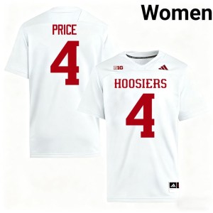 #4 College Football Women White Myles Price University of Indiana Replica Jersey 552459-473