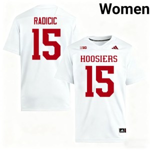 #15 Women University Hoosiers White Nico Radicic College Football Jersey 973896-442