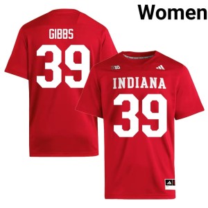 #39 Women's University Trevor Gibbs College Football Hoosiers Crimson Jerseys 973706-972