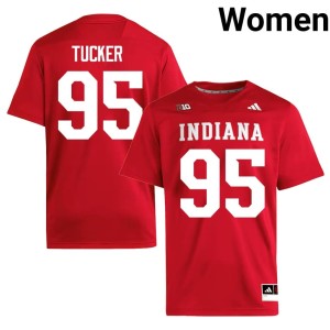 #95 Stitched Tyrique Tucker College Football Indiana Hoosiers Crimson Women Jerseys 728699-259