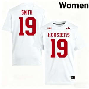 #19 Embroidery Womens Indiana College Football White Zacharey Smith Jerseys 385231-474