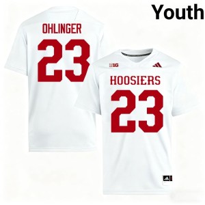 #23 Henry Ohlinger Embroidery White College Football Youth University of Indiana Jerseys 489877-989