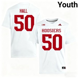 #50 Jhrevious Hall Youth White Embroidery Hoosiers College Football Jerseys 335801-135