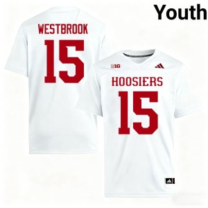 #15 College Football White Indiana Nick Westbrook Youth Official Jersey 882708-824