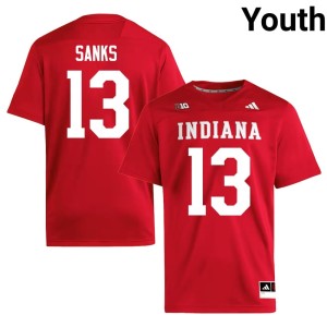 #13 High School Youth College Football Quan Sanks Indiana Hoosiers Crimson Jerseys 134306-436