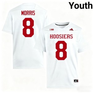 #8 College Football Hoosiers Youth Official Tyler Morris White Jerseys 389051-247